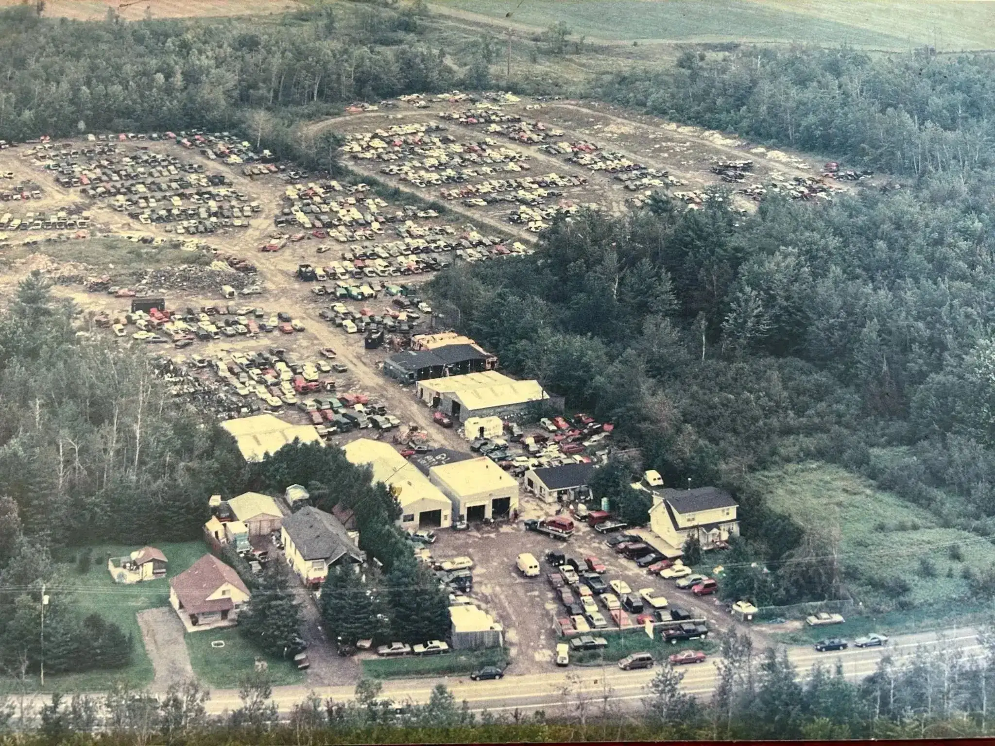 Aerial view of the G&L Auto yard and shop buildings on Navan Road